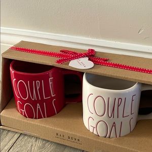 New Rae Dunn Red and White Couple Goals Mug